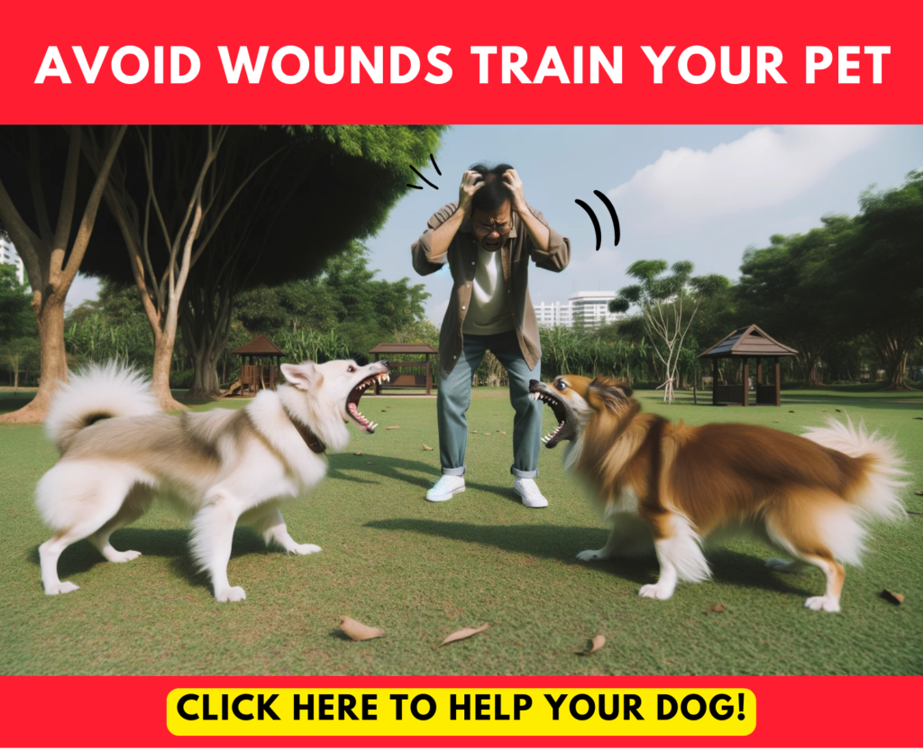 TWO DOG FIGHTING AT A PARK YOU should prevent dog wounds